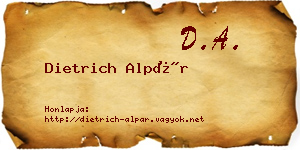 Dietrich Alpár névjegykártya